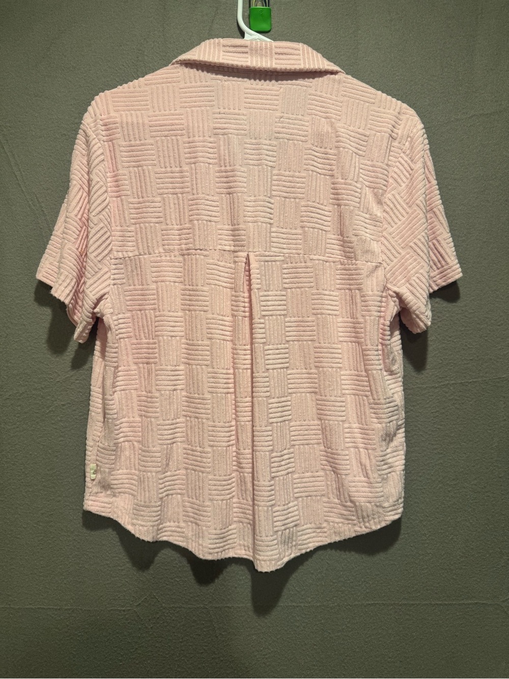Araminta James Women's Light Pink Short Sleeve Terry Button-Down Shirt - Picture 6 of 6